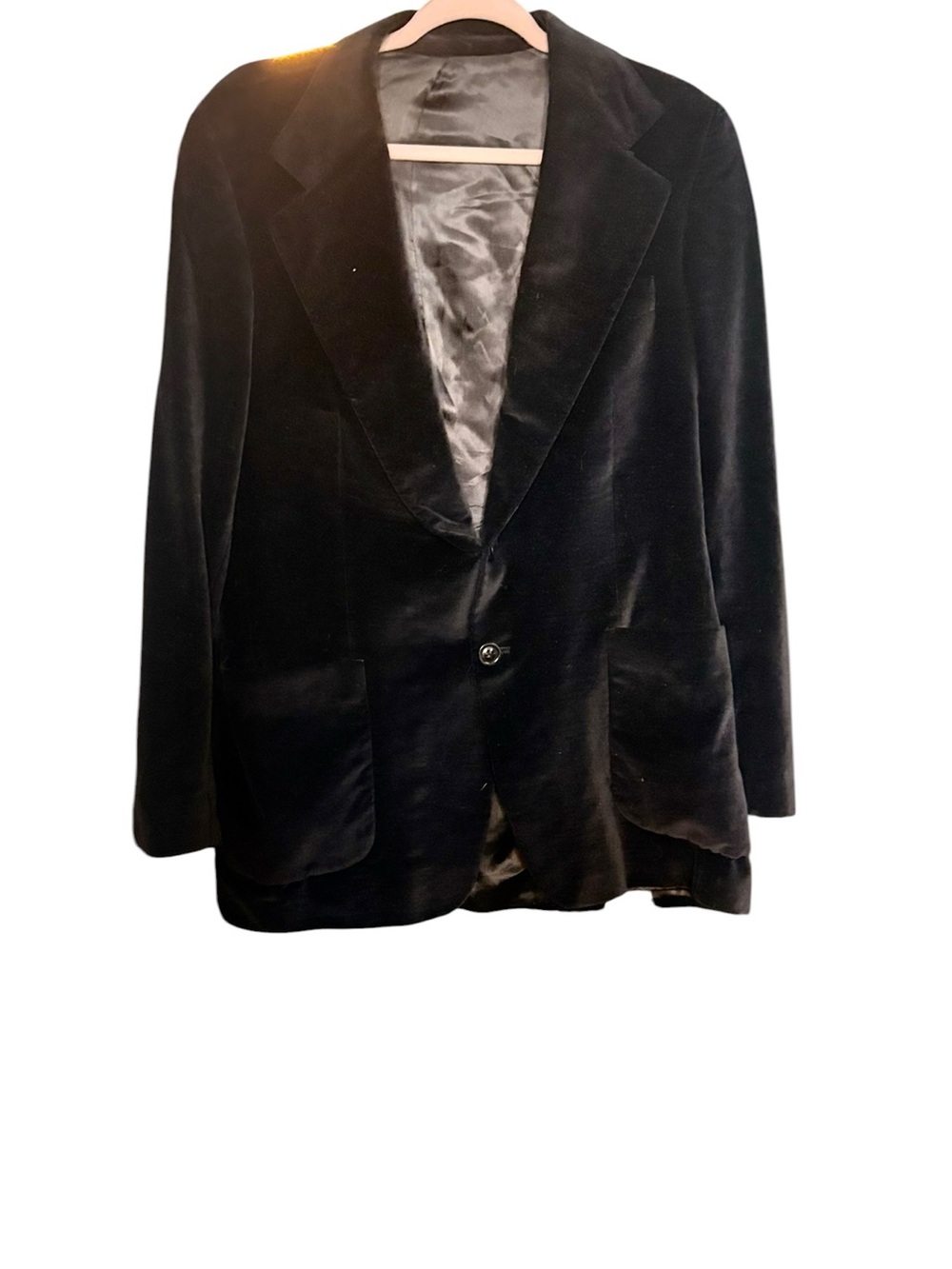 Scott’s Grey LTD HoppibhMen's Black Velvet Double-Button Blazer sz 42 L